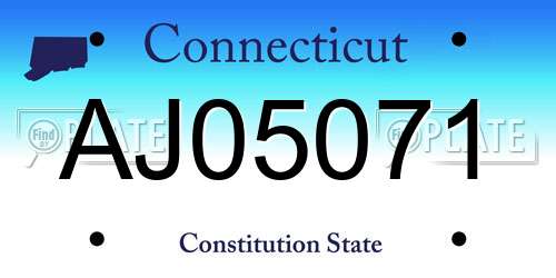 AJ05071 Connecticut License Plate