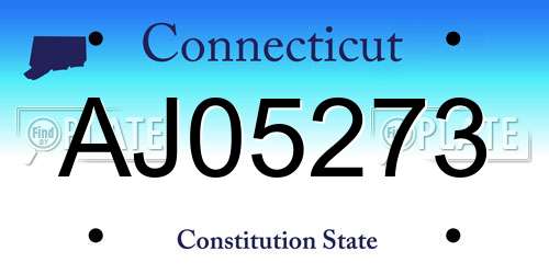 AJ05273 Connecticut License Plate