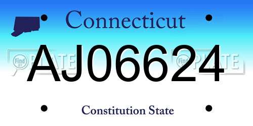 AJ06624 Connecticut License Plate