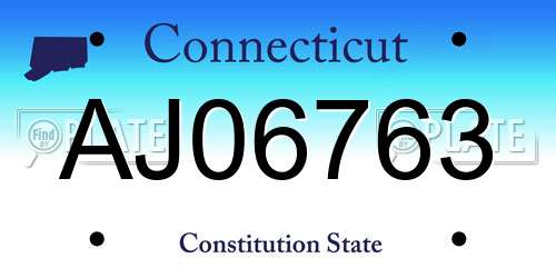 AJ06763 Connecticut License Plate