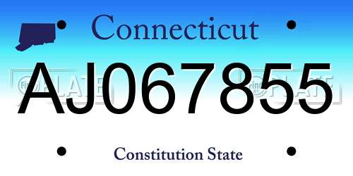 AJ067855 Connecticut License Plate
