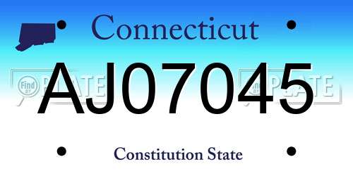 AJ07045 Connecticut License Plate
