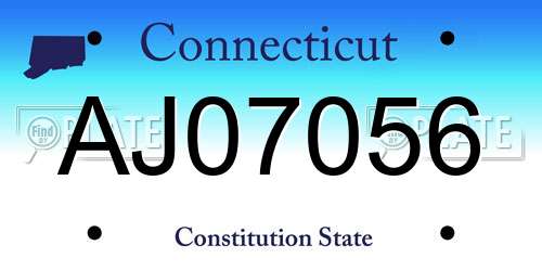 AJ07056 Connecticut License Plate