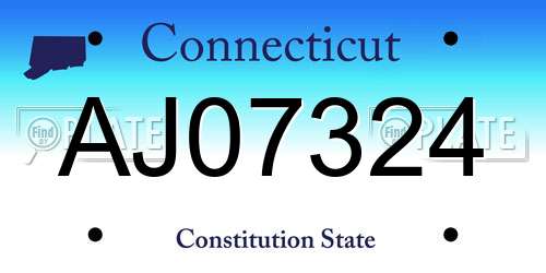 AJ07324 Connecticut License Plate