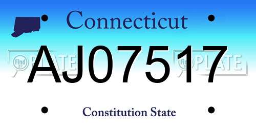 AJ07517 Connecticut License Plate