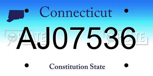 AJ07536 Connecticut License Plate