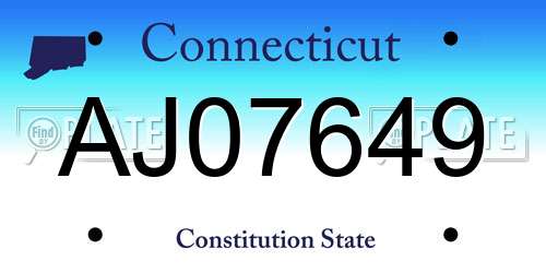 AJ07649 Connecticut License Plate