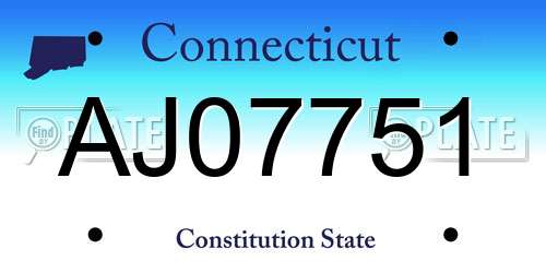 AJ07751 Connecticut License Plate