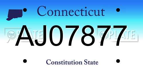 AJ07877 Connecticut License Plate