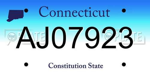 AJ07923 Connecticut License Plate
