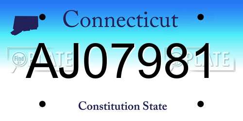 AJ07981 Connecticut License Plate