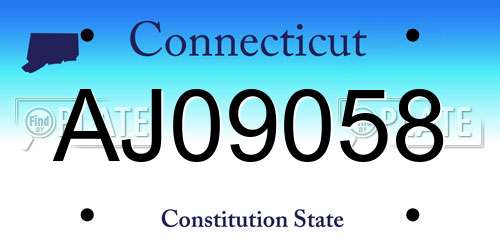 AJ09058 Connecticut License Plate
