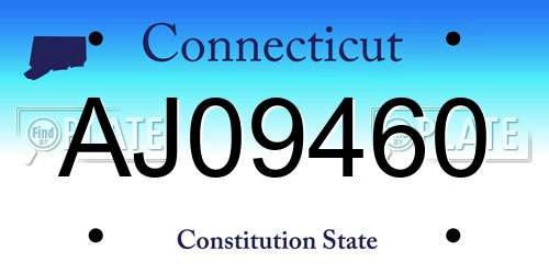 AJ09460 Connecticut License Plate