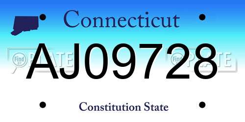 AJ09728 Connecticut License Plate