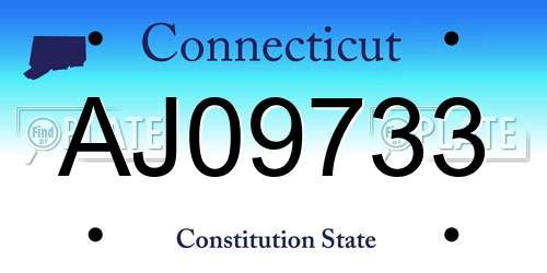 AJ09733 Connecticut License Plate