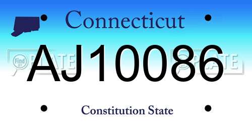 AJ10086 Connecticut License Plate