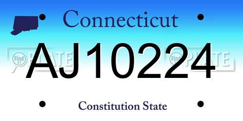 AJ10224 Connecticut License Plate