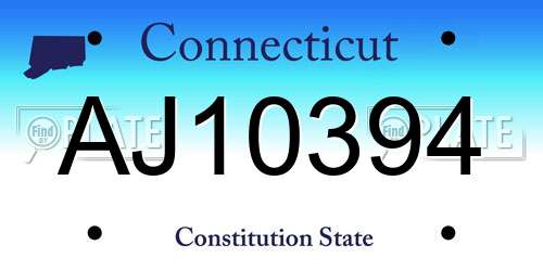 AJ10394 Connecticut License Plate