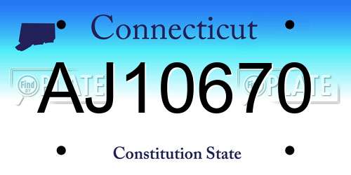 AJ10670 Connecticut License Plate