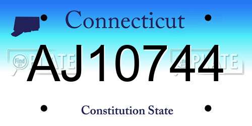 AJ10744 Connecticut License Plate