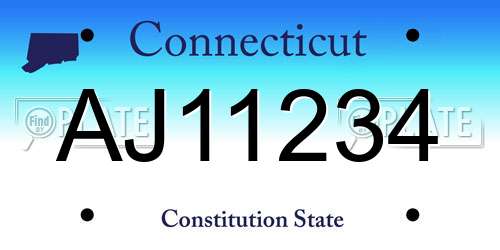 AJ11234 Connecticut License Plate