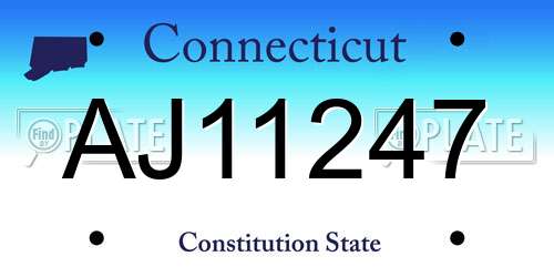AJ11247 Connecticut License Plate