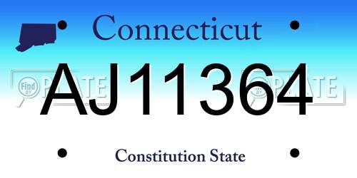 AJ11364 Connecticut License Plate