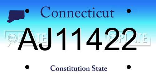 AJ11422 Connecticut License Plate