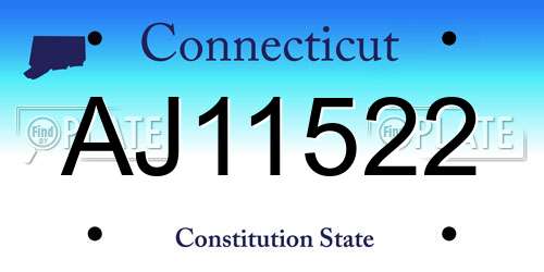 AJ11522 Connecticut License Plate