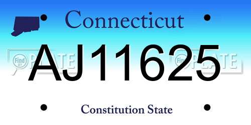 AJ11625 Connecticut License Plate