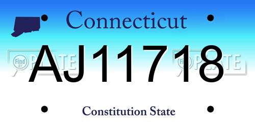 AJ11718 Connecticut License Plate