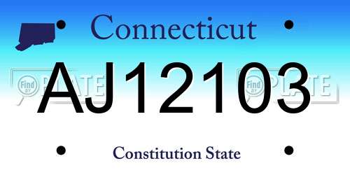 AJ12103 Connecticut License Plate