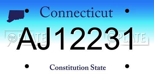 AJ12231 Connecticut License Plate
