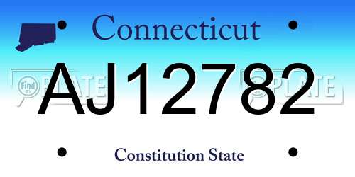 AJ12782 Connecticut License Plate