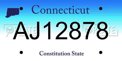 AJ12878 Connecticut License Plate