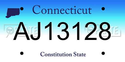 AJ13128 Connecticut License Plate