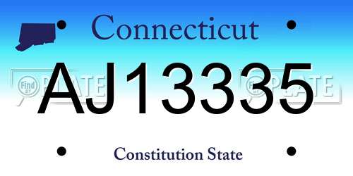 AJ13335 Connecticut License Plate