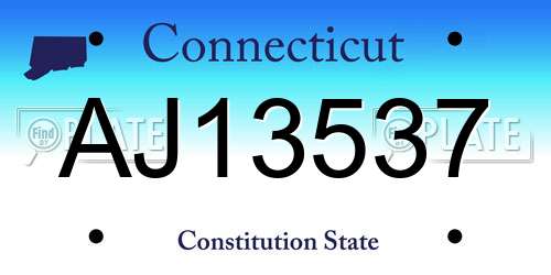 AJ13537 Connecticut License Plate