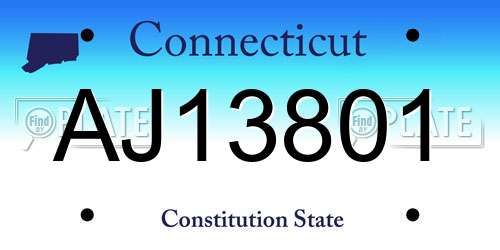 AJ13801 Connecticut License Plate