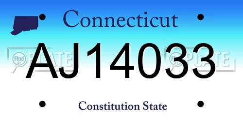 AJ14033 Connecticut License Plate