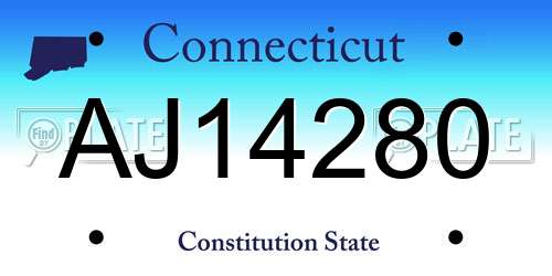 AJ14280 Connecticut License Plate