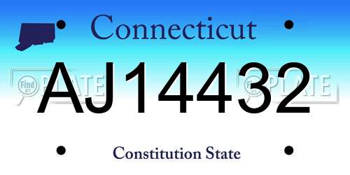 AJ14432 Connecticut License Plate