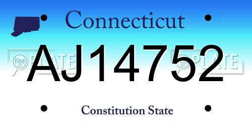 AJ14752 Connecticut License Plate