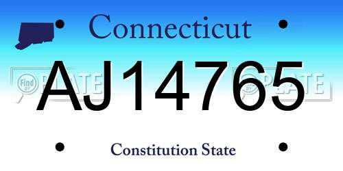 AJ14765 Connecticut License Plate