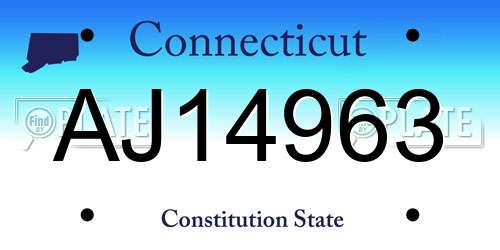 AJ14963 Connecticut License Plate