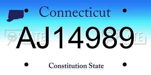 AJ14989 Connecticut License Plate