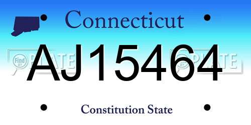 AJ15464 Connecticut License Plate