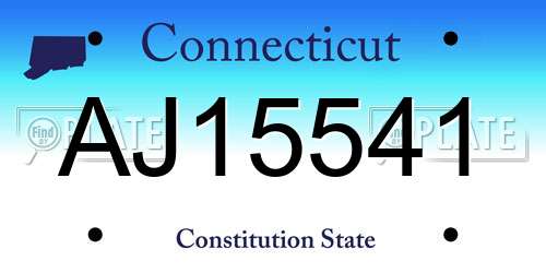 AJ15541 Connecticut License Plate