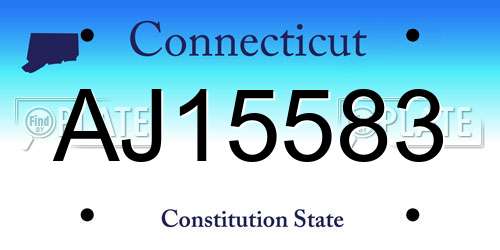 AJ15583 Connecticut License Plate