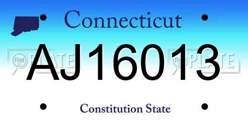 AJ16013 Connecticut License Plate